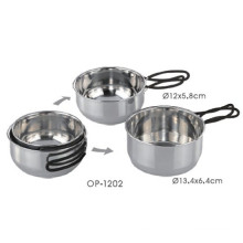 Stainless Steel Outdoor Pot Set with Silicone Handle